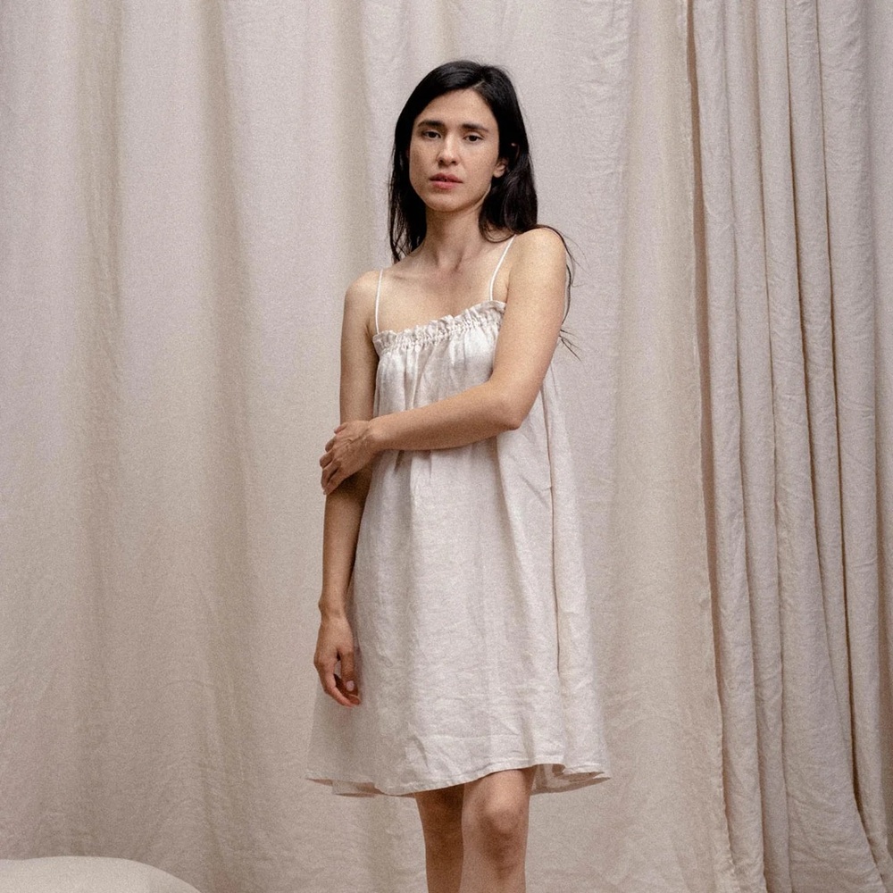 Light Cream Sleeveless Slip Dress Chemise